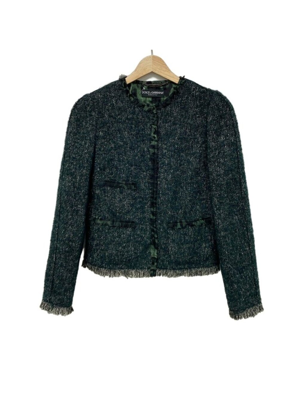Dolce & Gabbana Jacket S Dark Green Ivory Black 38